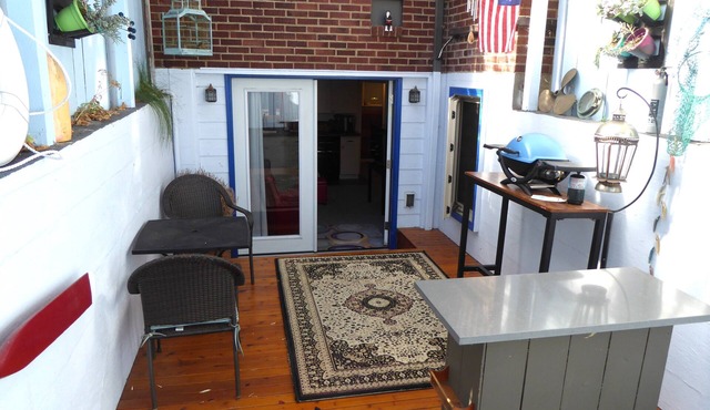 PORTHOLE: Peaceful with a private, locked, covered patio to relax/store bikes.